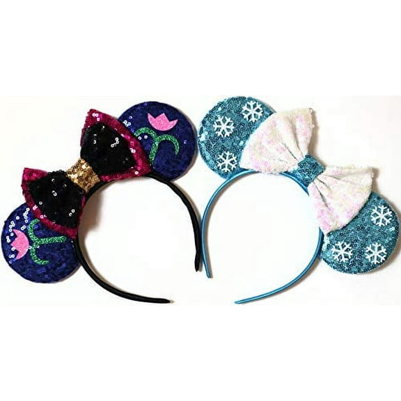 CLGIFT Frozen Inspired Minnie Mouse Ears Headband, Elsa Minnie Ears (Both)