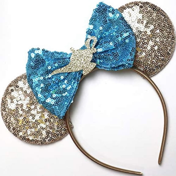 CLGIFT Jasmine Inspired Minnie Mouse Ears, Aladdin Minnie Ears, Princess Jasmine Ears, Rainbow Sparkle Mouse Ears,Classic Red Sequin Minnie Ears (Aladdin Jasmine)