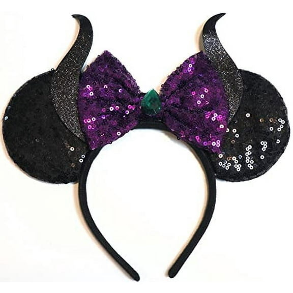 CLGIFT Maleficent Horn Inspired Ears, Purple Minnie Ears, minnie ears, Rainbow Sparkle Mouse Ears,Classic Red Sequin Minnie Ears (Maleficent)