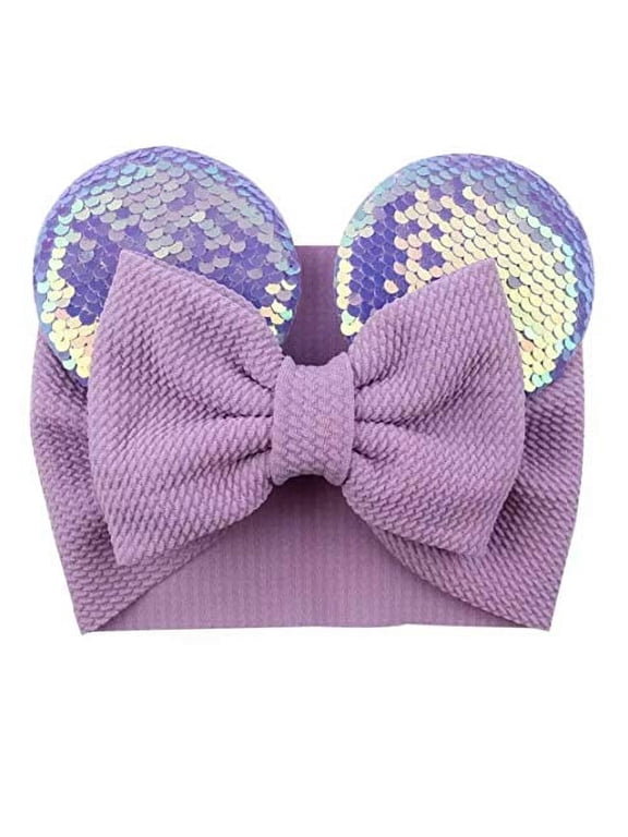 CLGIFT Minnie Mouse Ears Baby/Toddler Headband, Minnie Mouse Baby Ears, Minnie Mouse Ears Baby Headband, Toddler Headband (Reversible Purple)