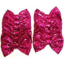 CLGIFT Set of 12 Sequin Bows 5 Inches Large Glitter Bows Wholesale Bows, DIY Fabric Hair Bows - No Clips (Hot Pink)