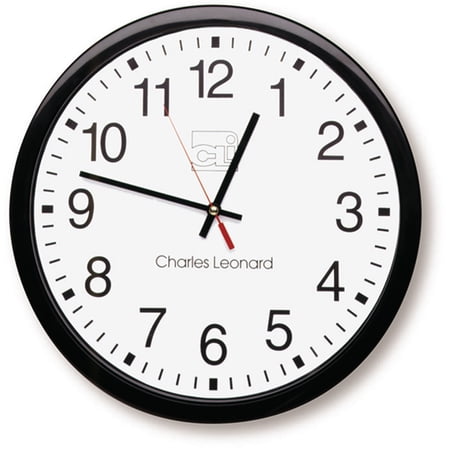 Charles Leonard Thinline Quartz Wall Clock, 14 Inch