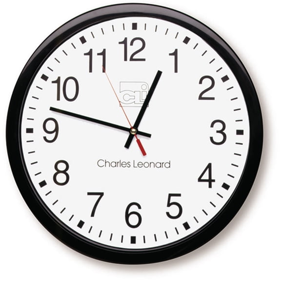 Charles Leonard Thinline Quartz Wall Clock, 14 Inch