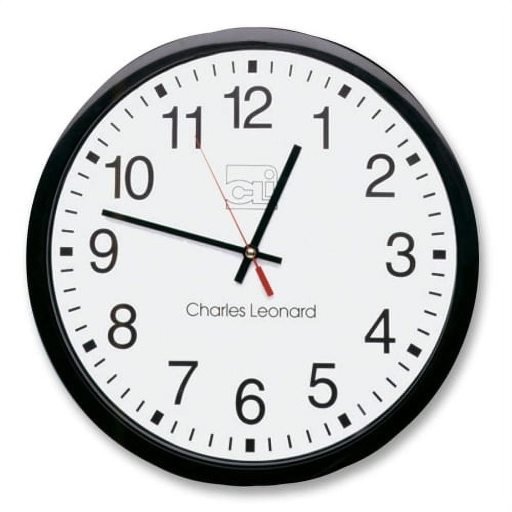 16" Black and White Quartz Analog Wall Clock with Plastic Case