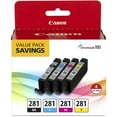 thumbnail image 1 of Canon CLI-281 BKCMY Combo 4-Pack of Black, Cyan, Magenta, and Yellow Ink Tanks for Select PIXMA TR, TS Series Printers, 1 of 10