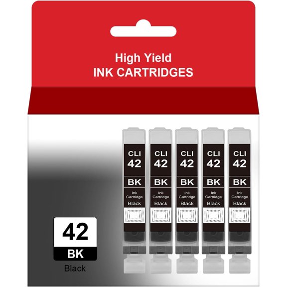 CLI-42 Black Ink Cartridge Replacement for CLI42 CLI 42BK Ink Work for Pro-100 Pro-100S Printer (CLI-42 Black Ink Tank, 5-Pack)