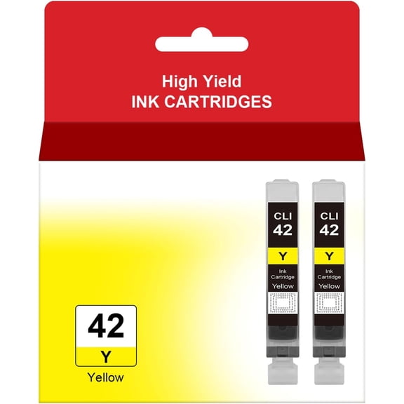 CLI-42 Yellow Ink Cartridge Replacement for CLI42 CLI 42Y Ink Work for Pro-100 Pro-100S Printer(CLI-42 Yellow Ink Tank, 2-Pack)