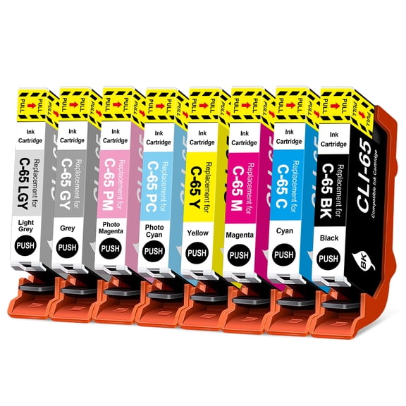 CLI-65 Ink Eight Color Pack Replacements for Canon CLI 65 Ink Cartridges, Compatible with Canon PIXMA PRO-200, and PIXMA PRO-200S Printers Printers