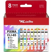 CLI-65 Ink Tank Compatible for Canon CLI 65 Ink PIXMA Tank PRO-200S Printer 8 Pack 1BK, 1C, 1M, 1Y, 1PM, 1PC, 1GY, 1LGY