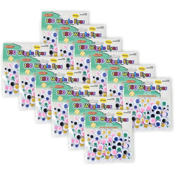 CLI Creative Arts Wiggle Eyes Round Assorted Sizes & Colors 100/Pack 12 Packs (CHL64550-12)