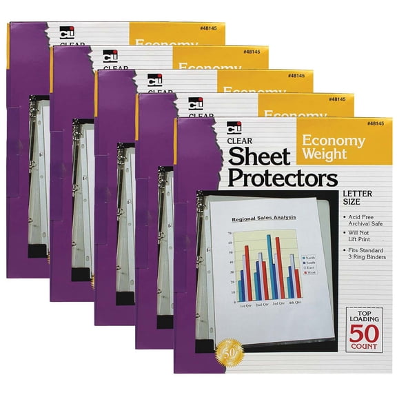 Charles Leonard Sheet Protectors, Economy Weight, Letter Size, Clear, 250 Count