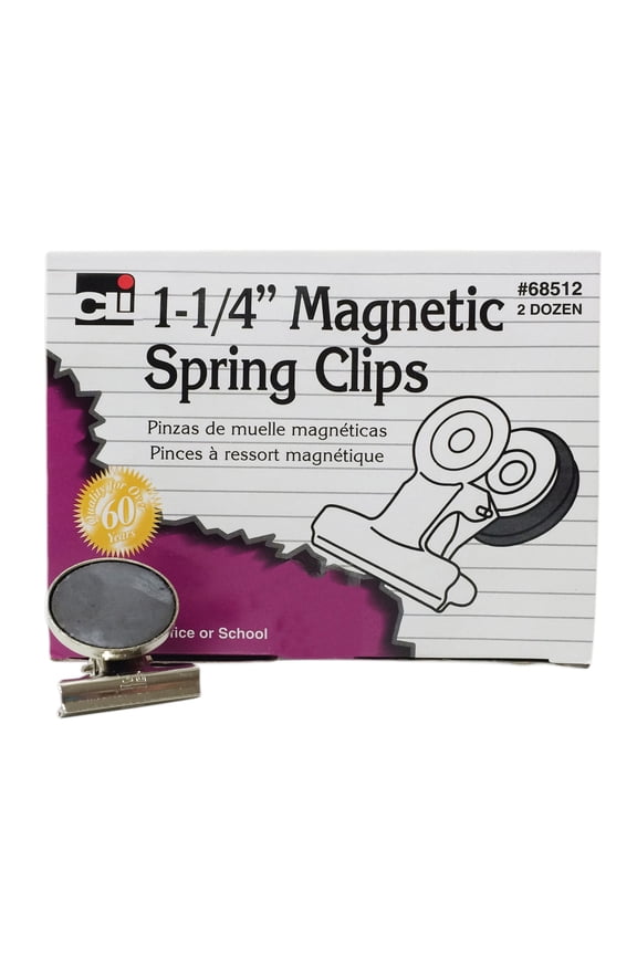 Magnetic Spring Clips, 1-1/4", Box of 24
