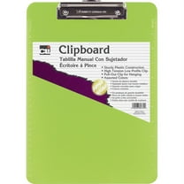 CLI Rubber Grip Plastic Clipboards - 8 1/2" x 11" - Low-profile - Plastic - Neon Green - 1 Each | Bundle of 2 Each