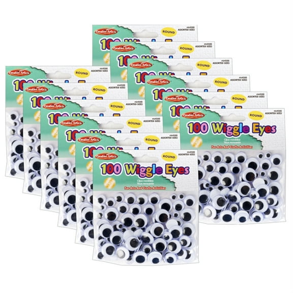 CLI Wiggle Eyes Black Assorted Sizes 100/Pack 12 Packs (CHL64500-12)