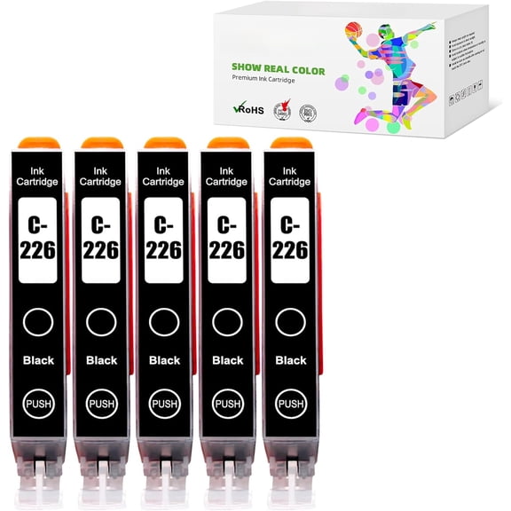 CLI226 BK CLI-226 Black Ink Cartridge Replacement for Canon 226 Ink cartridges Use with PIXMA MG6120 MG6220 MG5320 MX882 Printers (CLI226 Black Ink Cartridge 5 Pack)