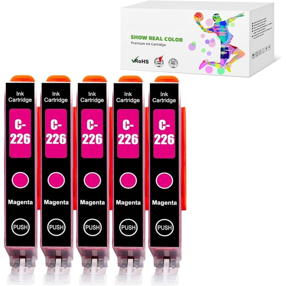 CLI226 Magenta Ink Cartridges Replacement for Canon CLI-226 226 Ink Cartridges Use with PIXMA MG6120 MG6220 MG5320 MX882 Printers (CLI226M 5 Pack)