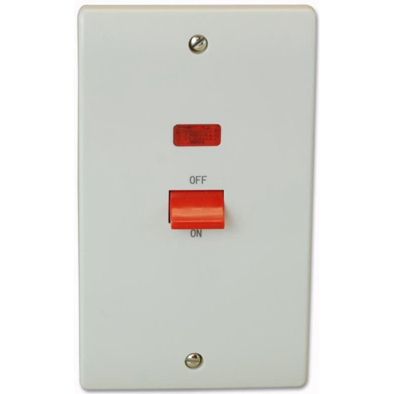 CLICK - 45A 2 Gang Single Cooker Switch with Neon
