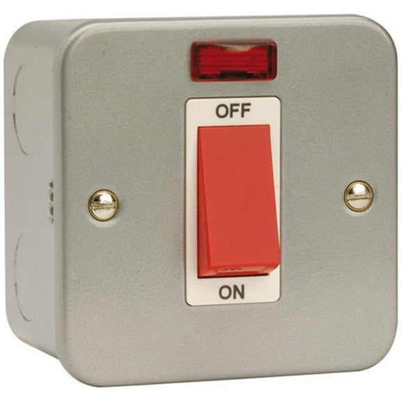 CLICK - 45A Metal Clad DP Switch, 1-Gang with Neon