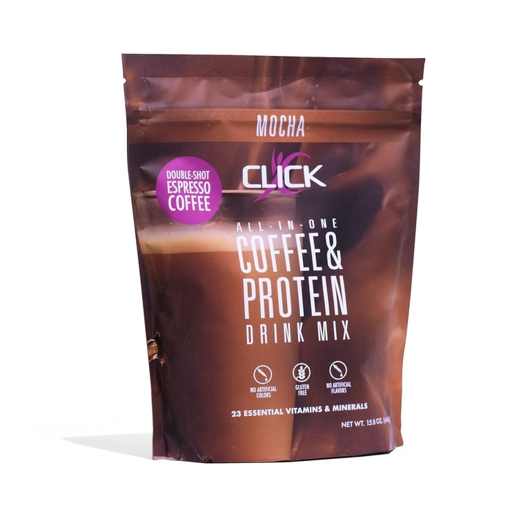 CLICK COFFEE & PROTEIN DRINK MIX, Meal Replacement, Mocha Flavor