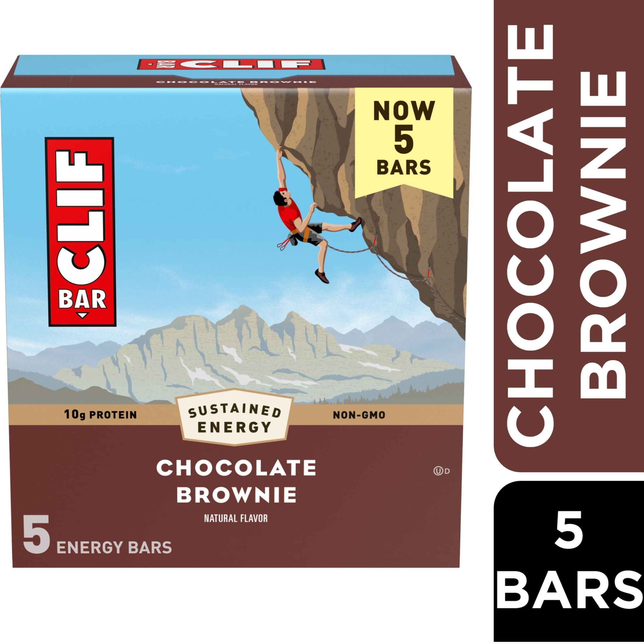 CLIF BAR Chocolate Brownie Flavor Energy Bars, Plant Based Protein Bars, 5ct