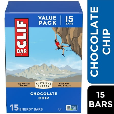 CLIF BAR Energy Protein Bars, Chocolate Chip, 15ct