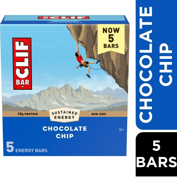 CLIF BAR Chocolate Chip Energy Bars, Plant Based Protein Bars, 5ct