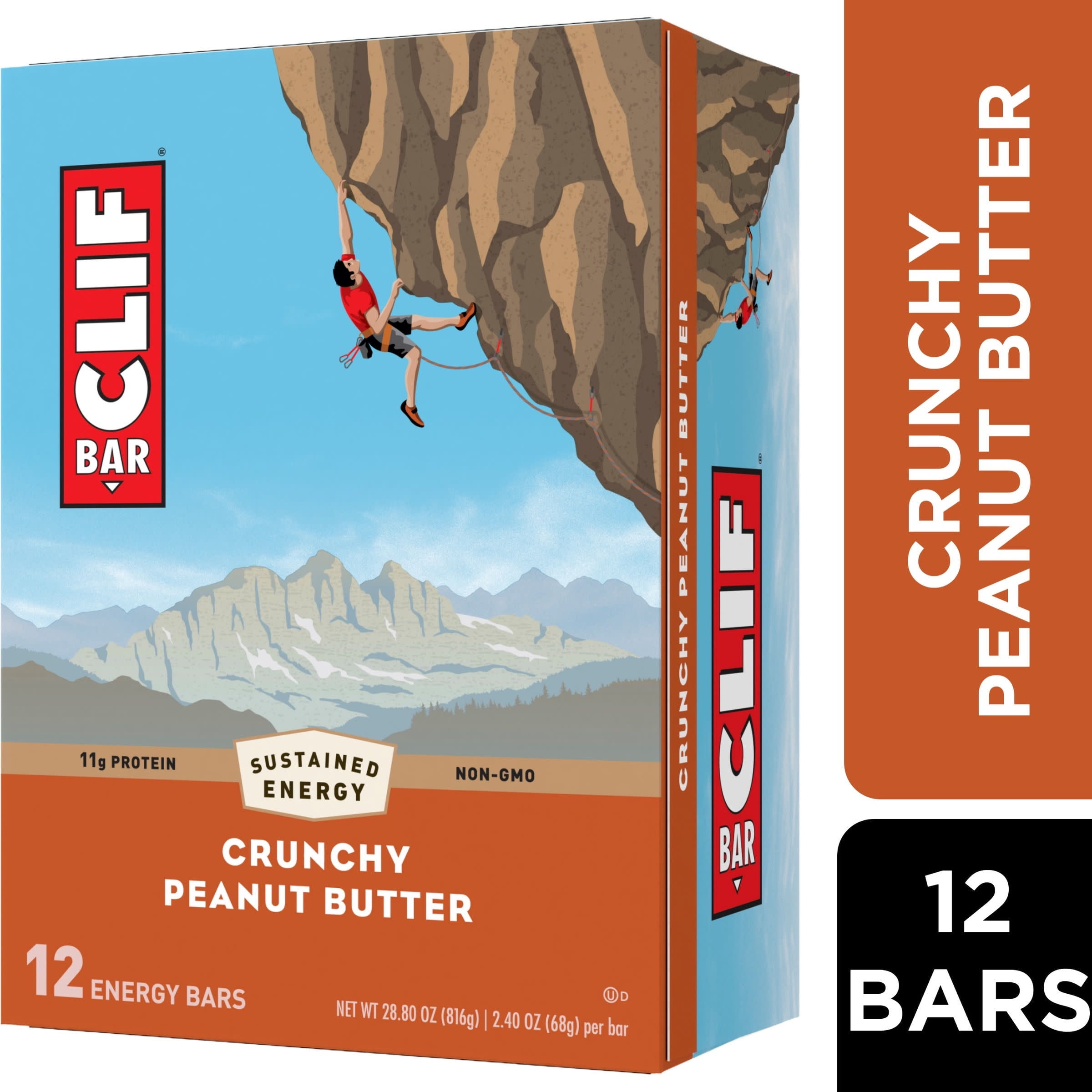CLIF BAR Crunchy Peanut Butter Made with Organic Oats 11g Protein