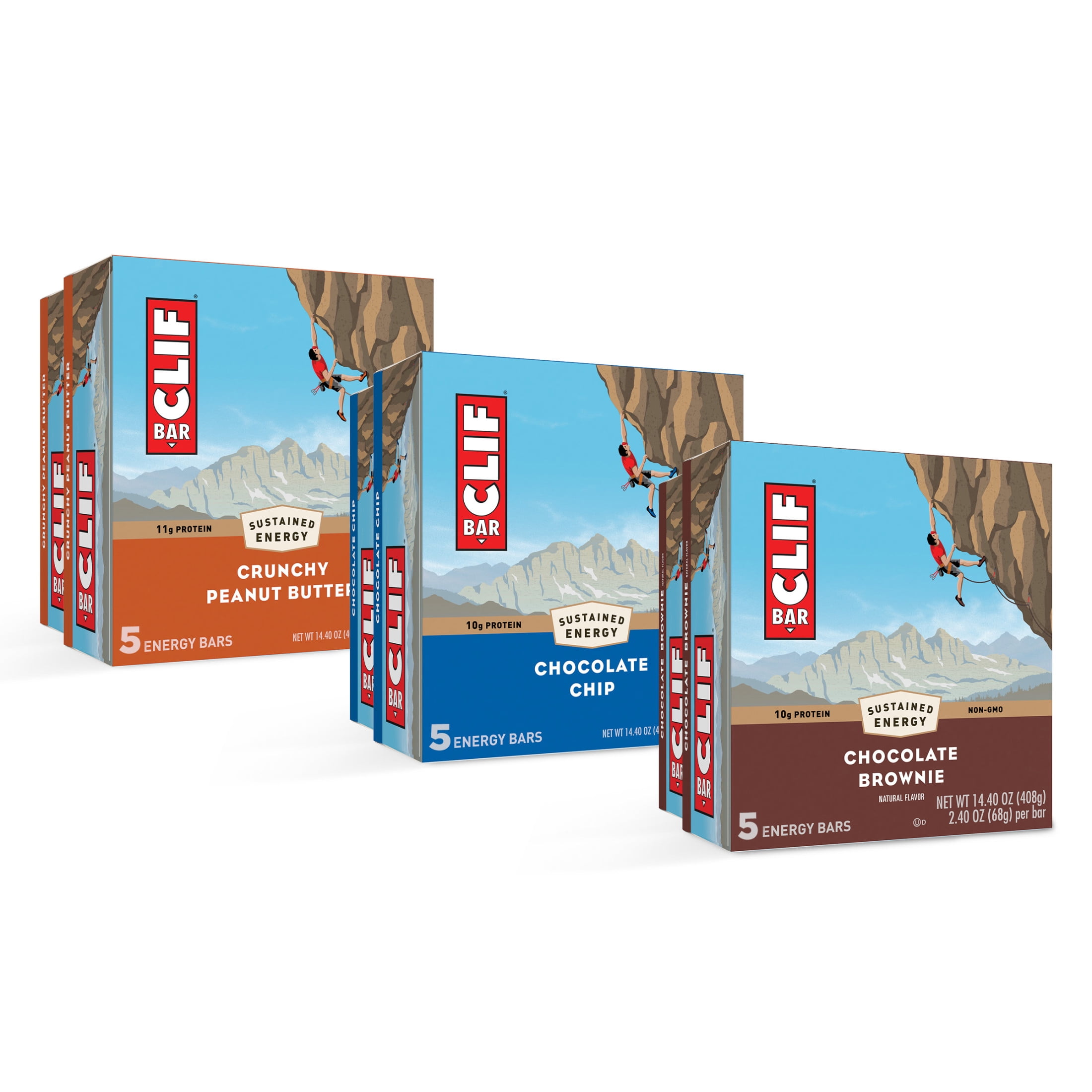 CLIF BAR Energy Protein Bars, Variety Pack, 3 Flavors, 30ct