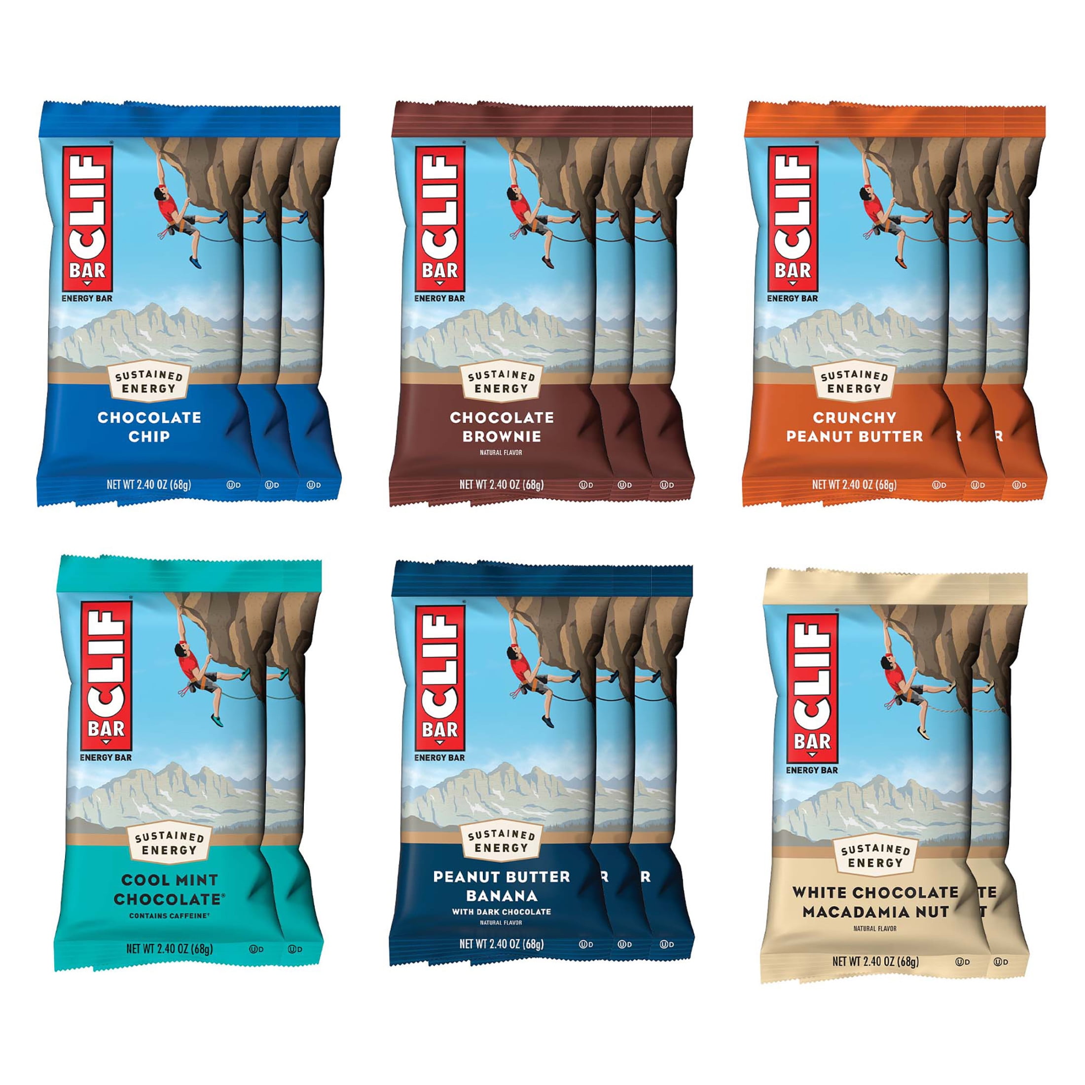 CLIF BAR Energy Protein Bars, Variety Pack, 6 Flavors, 16ct