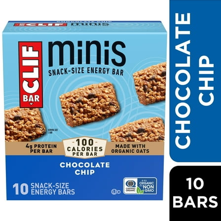 CLIF BAR Minis Chocolate Chip Flavor Snack-Size Energy Bars, 10ct