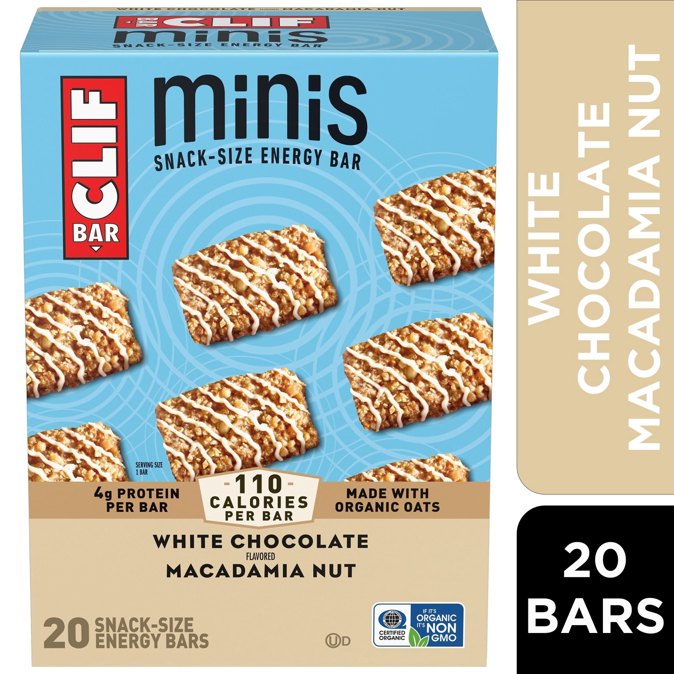 CLIF BAR Minis White Chocolate Macadamia Nut Flavor Snack-Size Energy Bars, 20ct