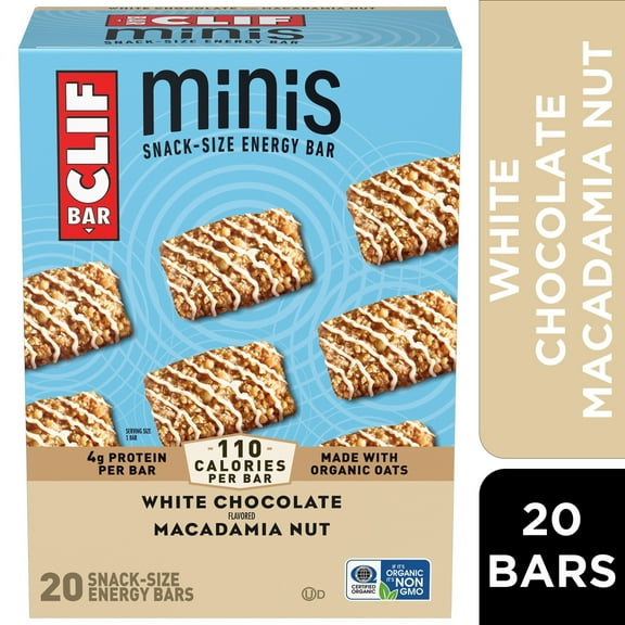 CLIF BAR Minis White Chocolate Macadamia Nut Flavor Snack-Size Energy Bars, 20ct