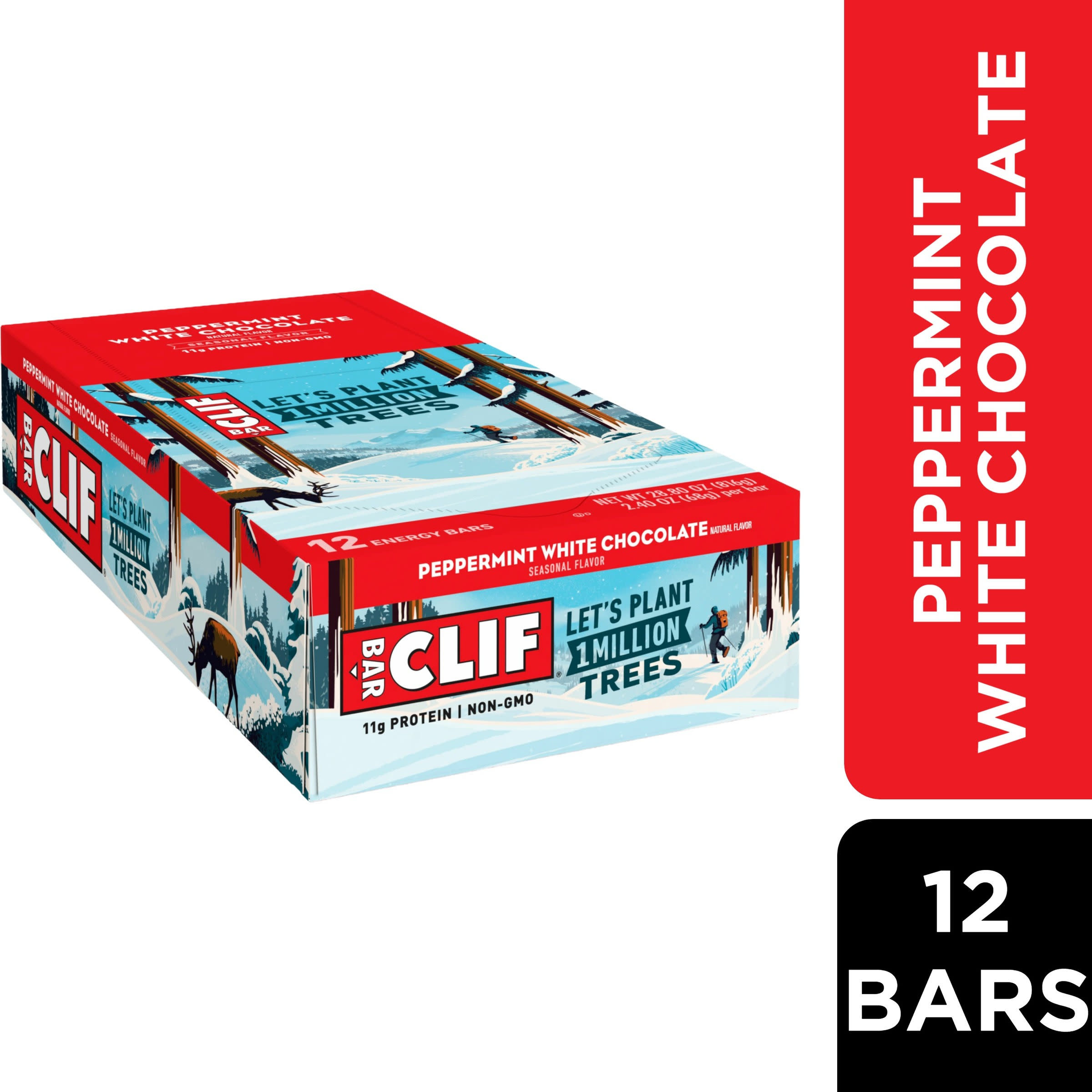 CLIF BAR Peppermint White Chocolate Flavor Made with Organic Oats 11g Protein NonGMO