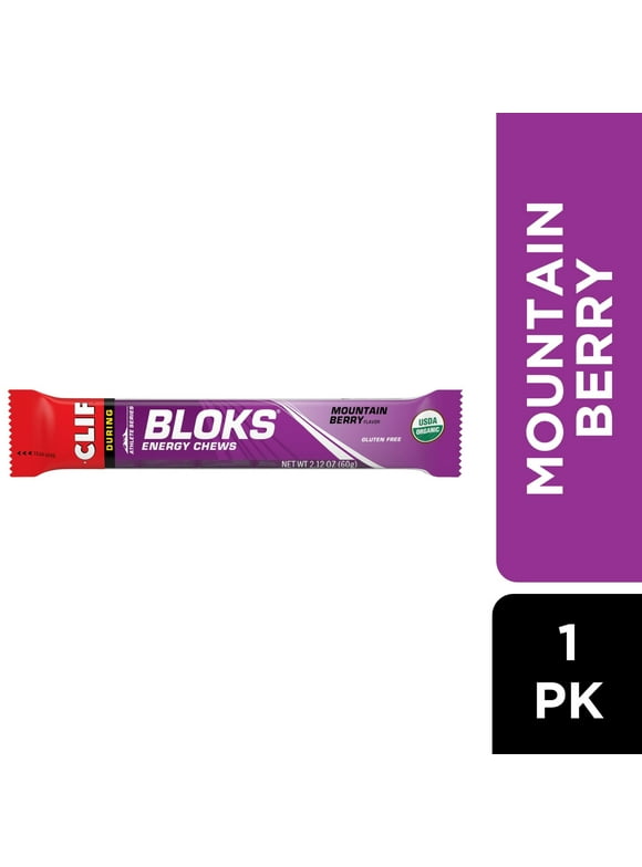 CLIF BLOKS - Mountain Berry Flavor - Energy Chews - Non-GMO - Plant Based - Fast Fuel for Cycling and Running - Quick Carbohydrates and Electrolytes - 2.12 oz.