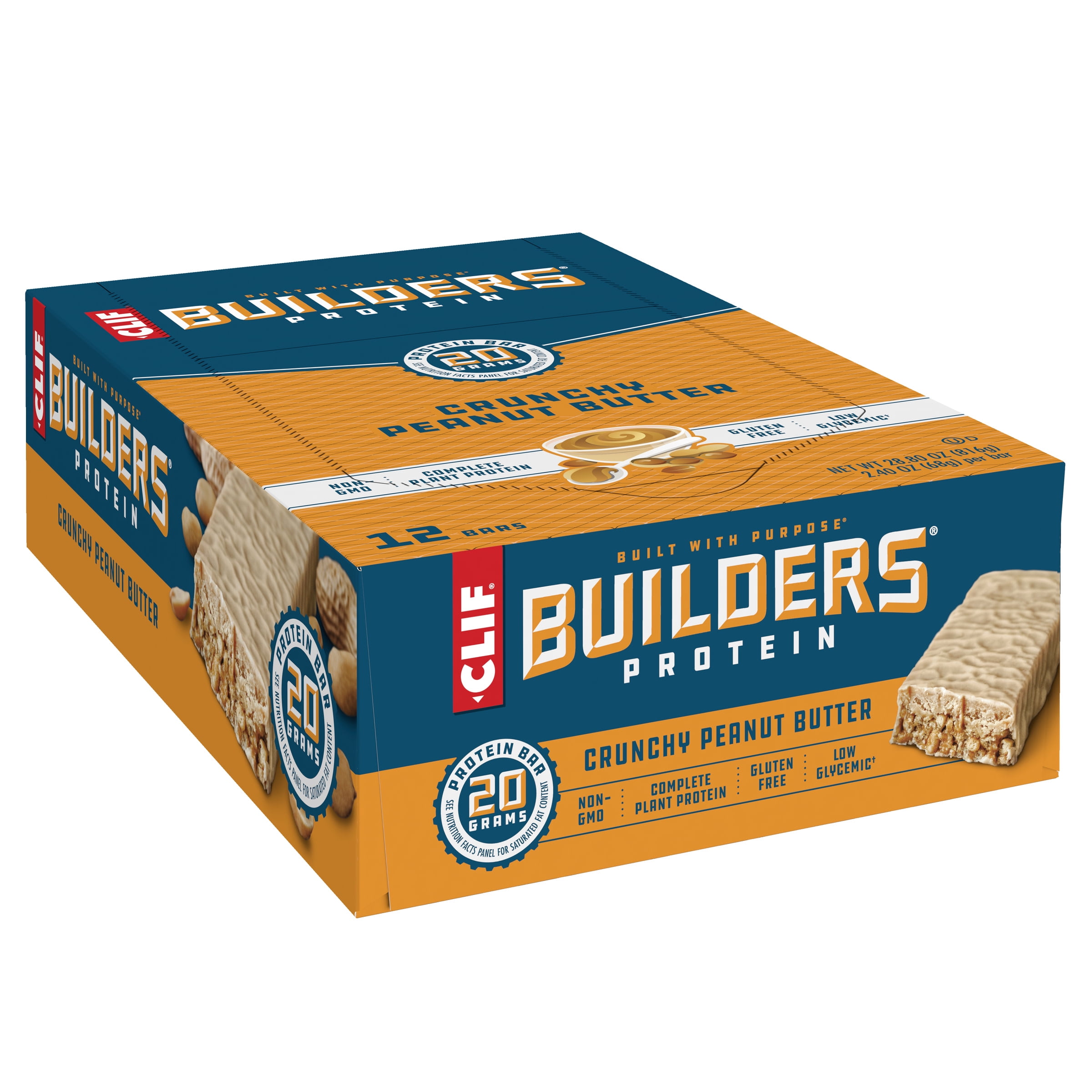 CLIF BUILDERS CRUNCHY PEANUT BUTTER PROTEIN BAR 2.4 OZ x 12