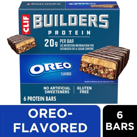 CLIF BUILDERS Protein Bars OREO-Flavored, Plant Protein, Gluten Free Bar, 6 Count