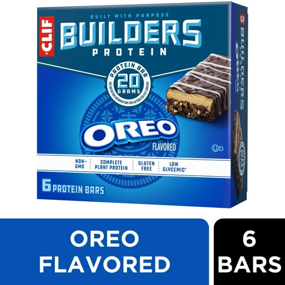CLIF BUILDERS Protein Bars OREO-Flavored, Plant Protein, Gluten Free Bar, 6ct