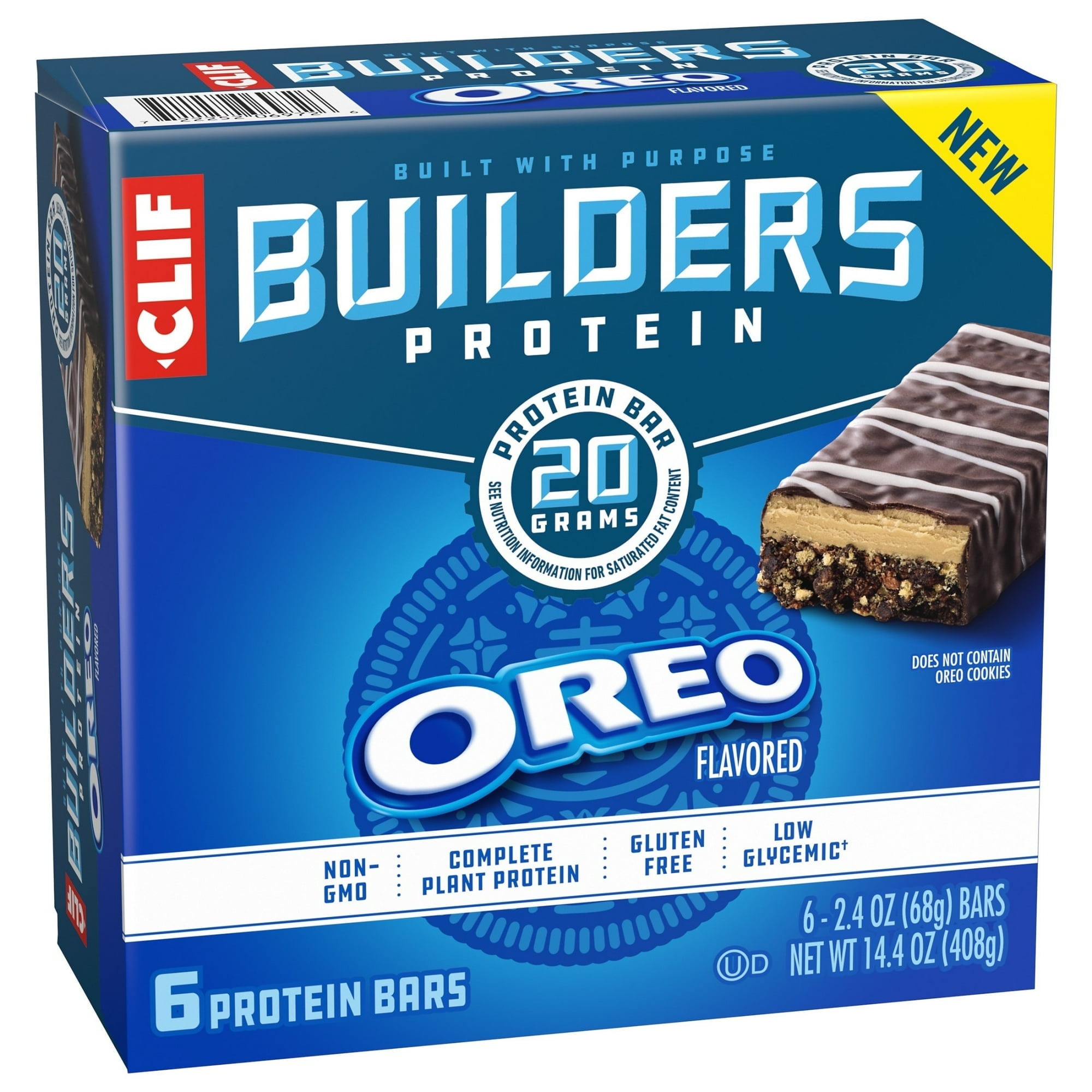 CLIF BUILDERS Protein Bars OREO-Flavored, Plant Protein, Gluten Free Bar, 6ct ( 2 Pack )