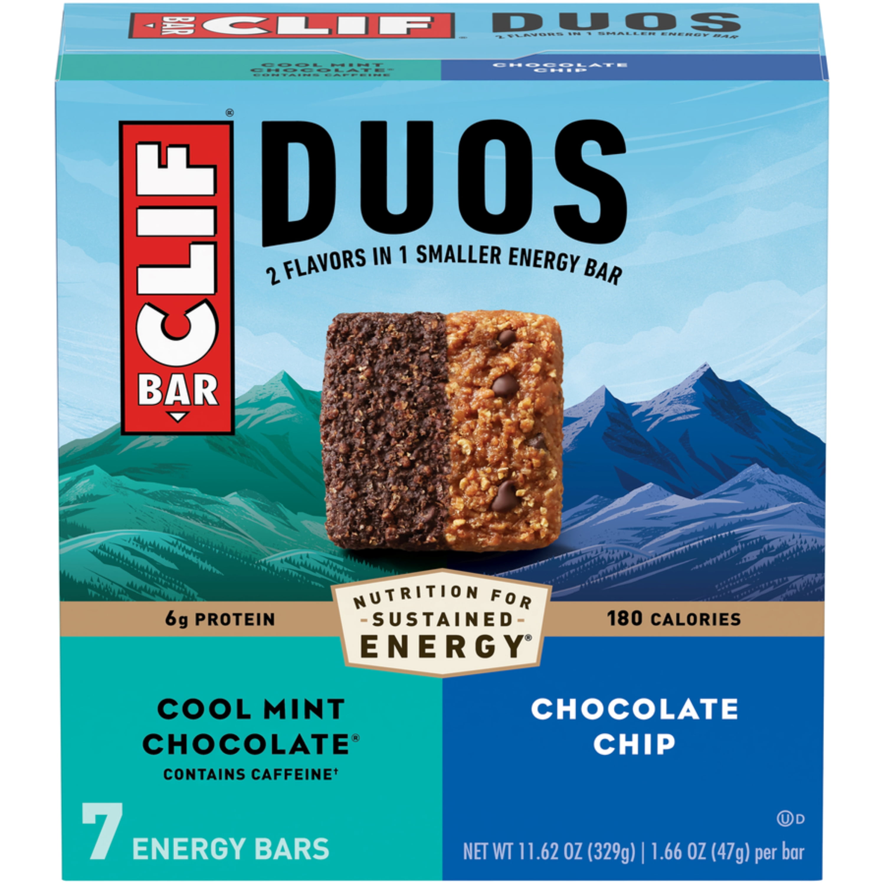 CLIF Bar® Duos Cool Mint Chocolate® & Chocolate Chip Energy Bars, 7 Ct, 1.66 oz