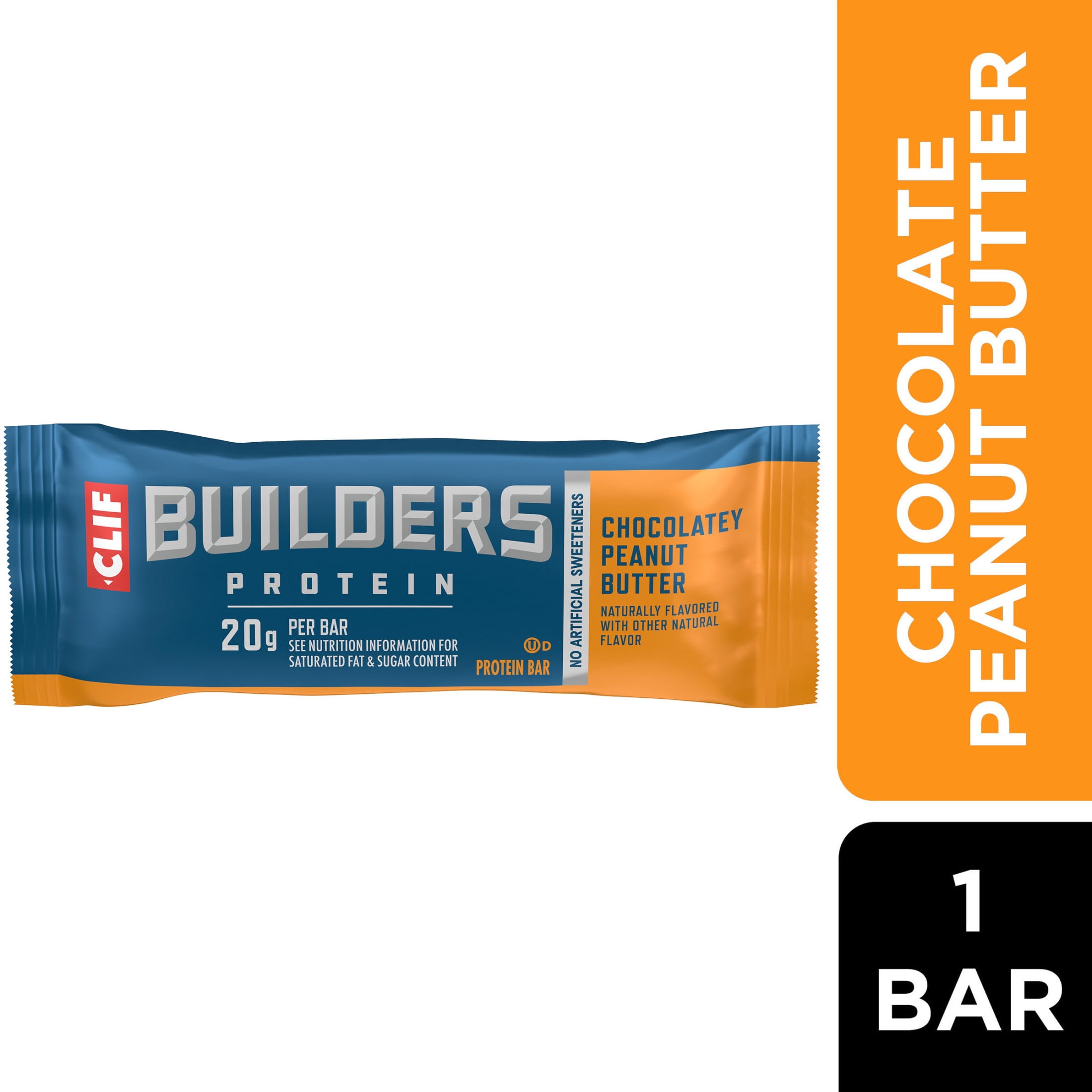 CLIF BUILDERS Protein Bar Chocolatey Peanut Butter Flavor, Plant Protein, Gluten Free Bar, 1ct