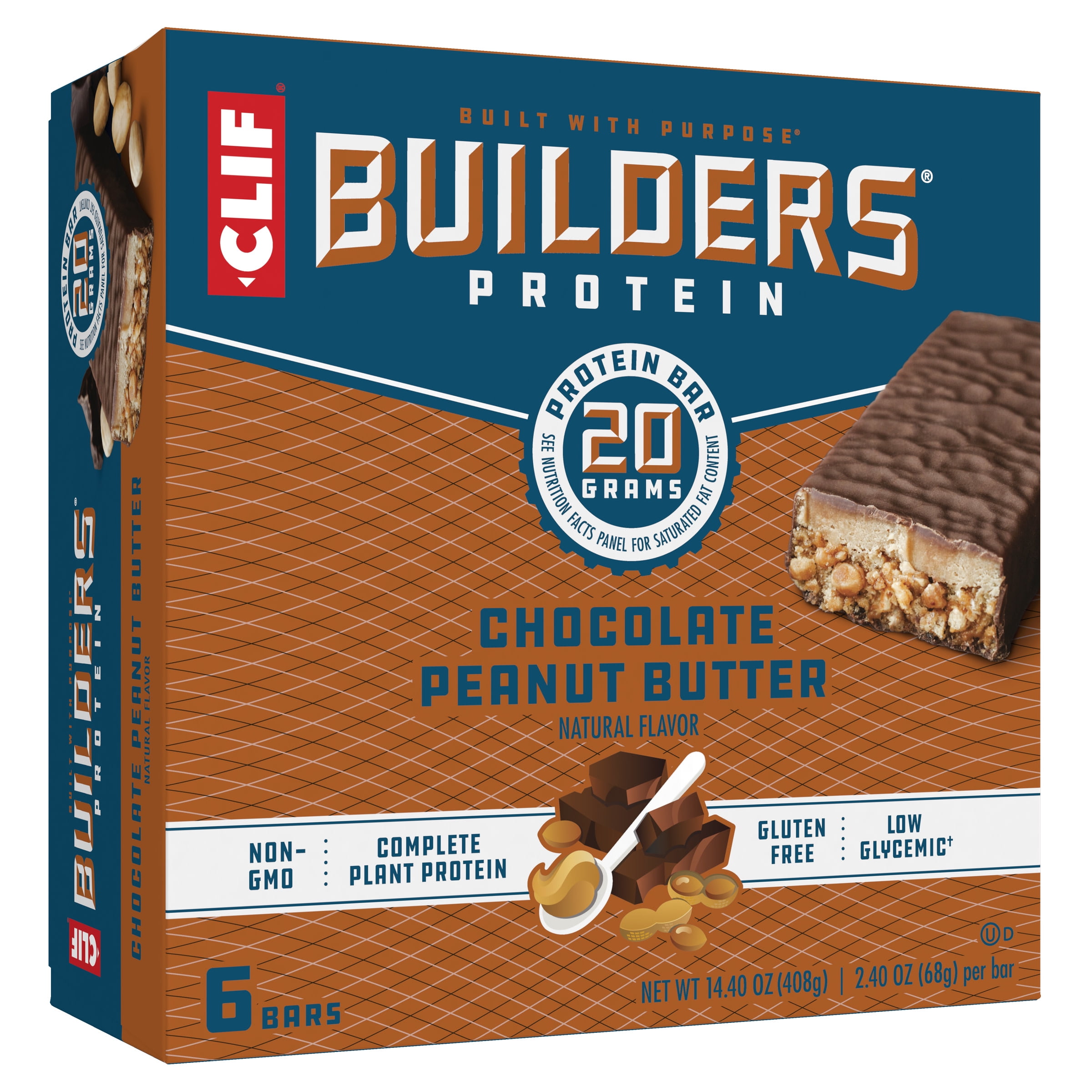 CLIF Builders Protein Bars, Chocolate Peanut Butter Flavor, Gluten-Free ...