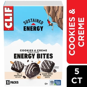 CLIF BAR Energy Bites Cookies & Creme, Made with Organic Oats 6g Plant Based Protein, Non-GMO, 5pk