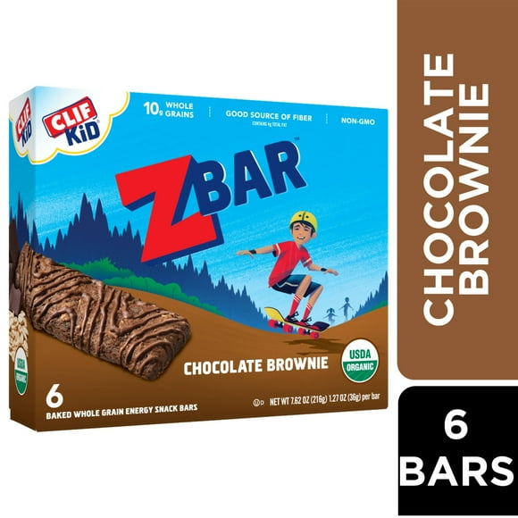 CLIF Kid Zbar - Chocolate Brownie - Soft Baked Whole Grain Snack Bars - USDA Organic - Non-GMO - Plant-Based - 1.27 oz. (6 Pack)