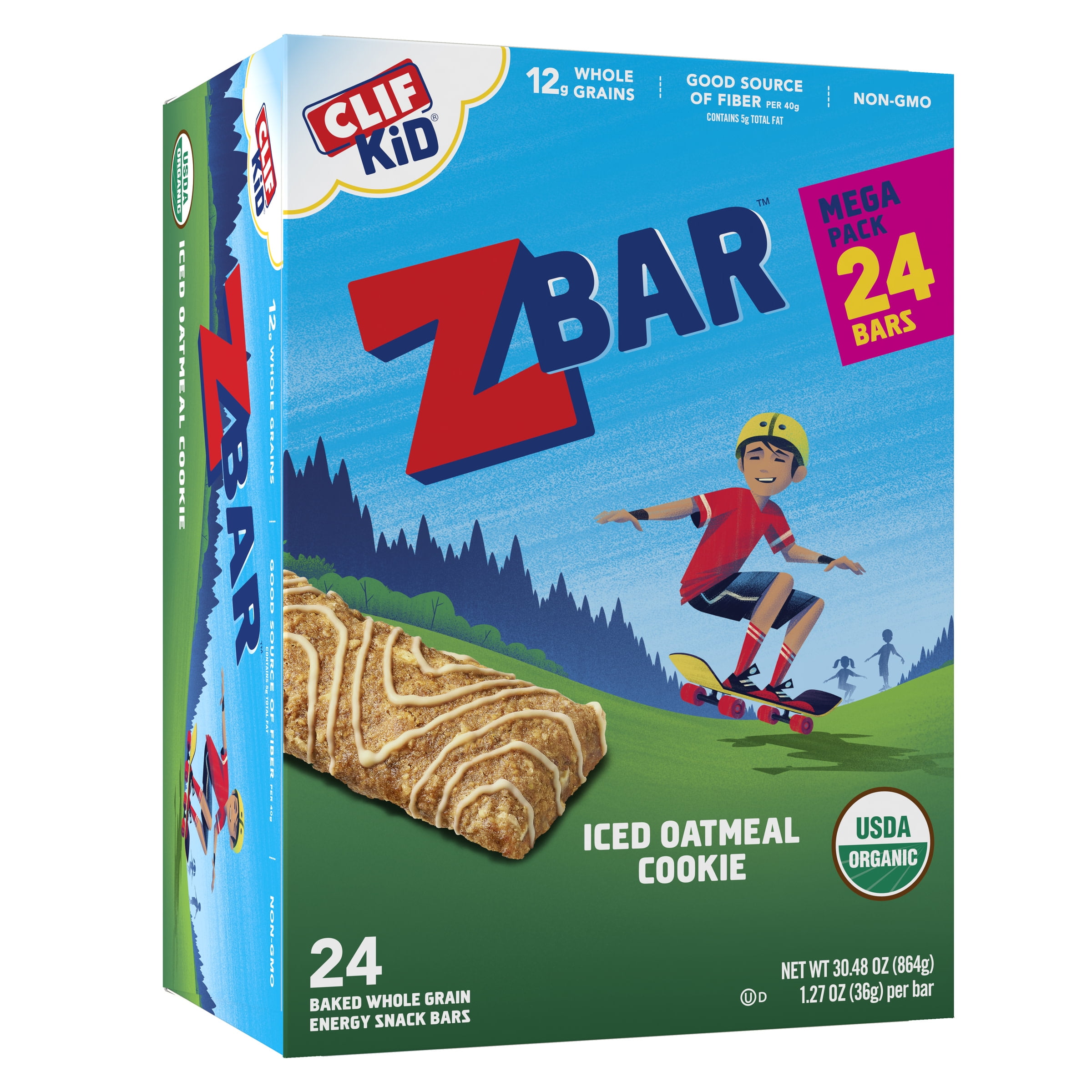 CLIF Kid Zbar Iced Oatmeal Cookie Soft Baked Whole Grain Snack Bars