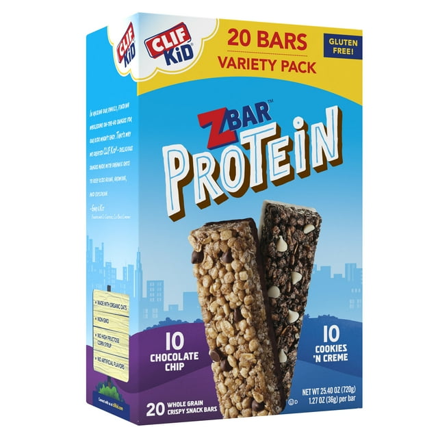 CLIF Kid Zbar Protein Chocolate Chip and Cookies 'n Creme Value