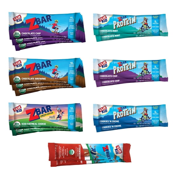 CLIF Kid Zbar and Zbar Protein - Variety Pack - Whole Grain Snack Bars - Made with Organic Oats - Non-GMO - 1.27 oz. (16 Count)
