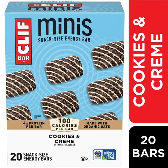 CLIF BAR Minis Cookies & Creme Snack-Size Energy Bars, 20ct