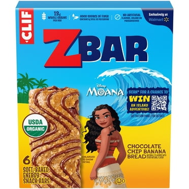 Zbar Moana Chocolate Chip Banana Bread Flavor Soft Baked Snack Bars, Organic Granola Bars, 6ct