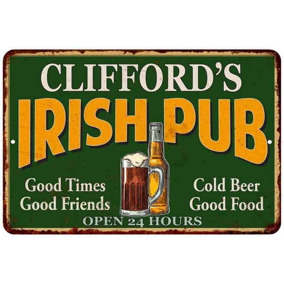 CLIFFORD'S Irish Pub Beer Metal Sign Bar Decor 8x12 208120013152