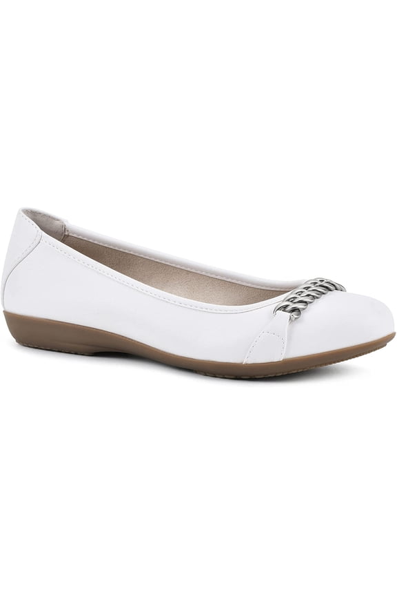 Charmed Womens Ballet Flat 7 White/Smooth